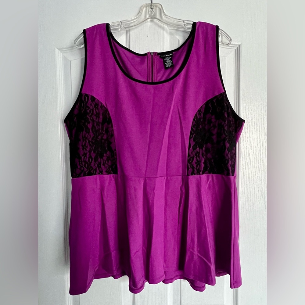 Torrid Purple Magenta Lace Peplum Tank Top - 3